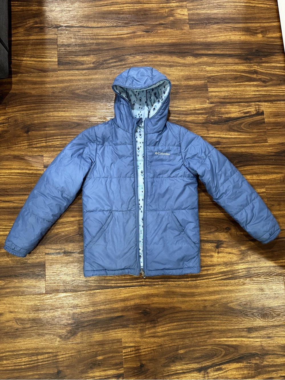 Columbia Girls Reversible Puffer Fleece Jacket Youth L 14/16